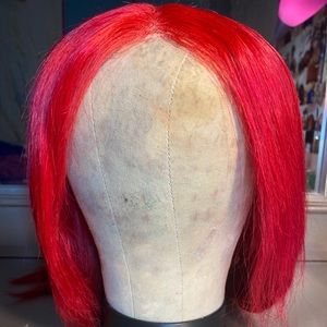 red human hair lace wig